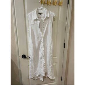 Flax women’s sleeveless button down linen midi dress size medium
